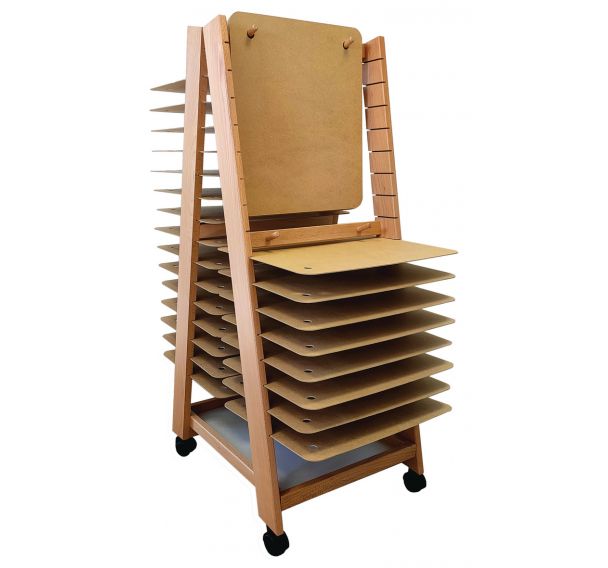 Séchoir à Dessins VEVOR 25 Étagères Amovibles | Rack De Séchage Œuvres D'Art Sur Roulettes | 432x330x1000 Mm Acier Bleu