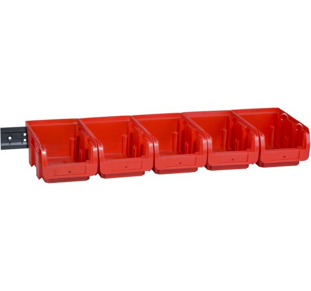 Set de 10 Jeu de 5 bacs rouges avec rail mural ProfiPlus Set C 2/6 ...