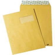 250 pochettes kraft auto adhésive 90 g avec fenêtre 229x324 mm Havane