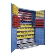 Armoire 146 bacs 2 ptes batt 1100x620x1950 mm Bleu pigeon /Bleu clair