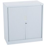 Armoire basse avec portes à rideaux - Gris - Manutan