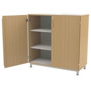 Armoire basse portes battantes Oscar coloris hêtre
