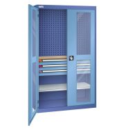 Armoire charges lourdes 110x62x195 cm+3 T ptes batt.plexi Bleu
