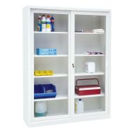 Armoire haute monobloc à portes coulissantes CH - Transparente - Largeur 150 cm - Manutan