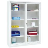 Armoire haute monobloc à portes coulissantes CH - Transparente - Largeur 150 cm - Manutan