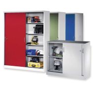 Armoire haute portes coulissantes avec tablettes
