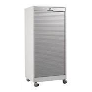 Armoire multimédia mobile à rideaux coloris blanc/alu