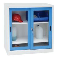 Armoires basses à portes coulissantes CH - Avec vitrine - Largeur 100 cm - Manutan