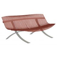 Banc Charivari structure gris métal - rouge ocre