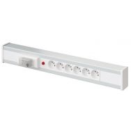 Bandeau électrique incliné 6 prises 2 phases Terre + disjoncteur