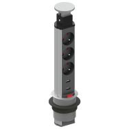 Bloc prise escamotable sortie verticale D60 mm - 3 prise + 2 USB