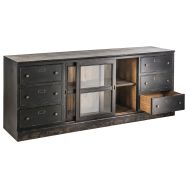 Buffet Amsterdam pin massif finition noire vieillie