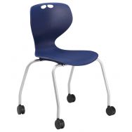 Chaise Coque Mahia2 4 pieds à roulettes acier