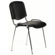 Chaise Fancy 4 pieds acier chromé ass/dos vinyle Noir