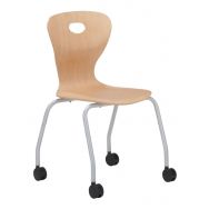 Chaise Mahia2 4 pieds roulettes coque bois T6