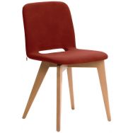 Chaise PAMP 4 pieds Hêtre Tissu velours Carabu Rouge