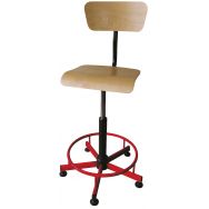 Chaise haute dessinateur réglable par vérin à gaz avec repose-pieds rouge