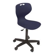 Chaise informatique Mahia piètement plastique sur roulettes, coque bleue