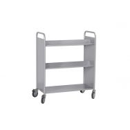 Chariot à livres double face, 4 tablettes inclinées