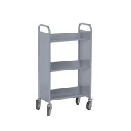 Chariot à livres simple face, 3 tablettes inclinées
