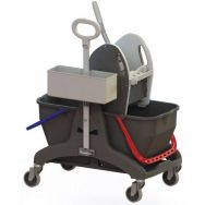 Chariot de lavage 2 x 15 L avec bac produit Presse et Poignée latérale