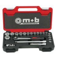 Coffret box 1/2'' 21 pièces, 6 pans, cliquet rond - Ref. : 9435021201