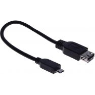 Cordon OTG USB 2.0 micro B et type A (male-femelle) noir