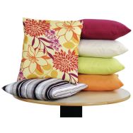 Coussin 45x45 cm motifs rayures mastic/marron