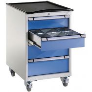 Desserte 4 tiroirs H=986 - LxH=605x986mm 7035 Gris/5012 Bleu