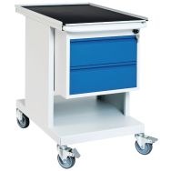 Desserte à plateau SV - 2 tablettes et 2 tiroirs Gris/Bleu