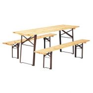 Ensemble bois table et bancs pliants