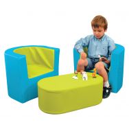 Ensemble de 2 fauteuils dauphin et table