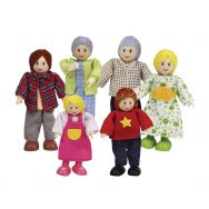Famille de 6 personnages en bois