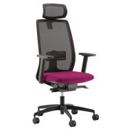 Fauteuil OREGON tissu uni têtière pied noir