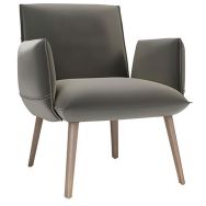 Fauteuil Soda avec accoudoirs sans bouton enduit PVC Ginko Taupe