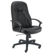 Fauteuil de direction Fenix dossier haut croûte de cuir noir