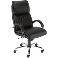 Fauteuil de direction Indra II Cuir noir accoudoirs cuir/métal