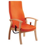 Fauteuil de repos fixe dossier inclinable Silverage pied cerisier/tissu jaune