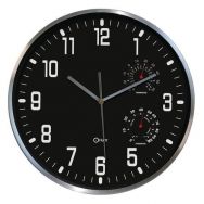 Horloge murale avec thermomètre et hygromètre Ø 30 cm coloris Noir
