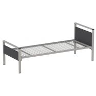 Lit Cubik 90x200 cm gris sommier treillis