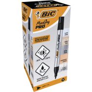 Lot de 12 Marqueur permanent Bic Marking Pro - Pointe ogive - Noir