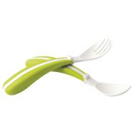 Lot de 12 sets de 2 couverts ergonomiques : 1 cuillère 1 fourchette bicolores
