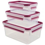 Lot de 3 boîtes rectangles Framboise - Clip & Close 3D Colour - Emsa