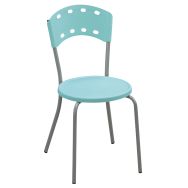 Lot de 4 chaises Domino Dossier/assise bleu - 4 pieds - Aluminium