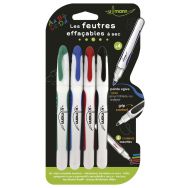 Lot de 4 feutres effaçables pour tableau et ardoise coloris assortis