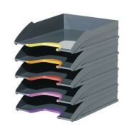 Lot de 5 Corbeilles à courrier Varicolor Gris