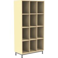 Meuble Octet 12 cases 3 colonnes, socle métal, coloris beige