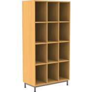 Meuble Octet 12 cases 3 colonnes, socle métal, coloris hêtre