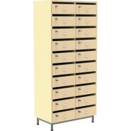 Meuble Octet 20 cases boites aux lettres beige sur socle métal gris 9006