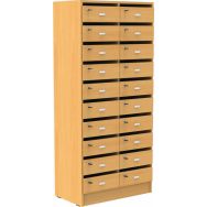Meuble Octet 20 cases boites aux lettres hêtre sur socle panneau